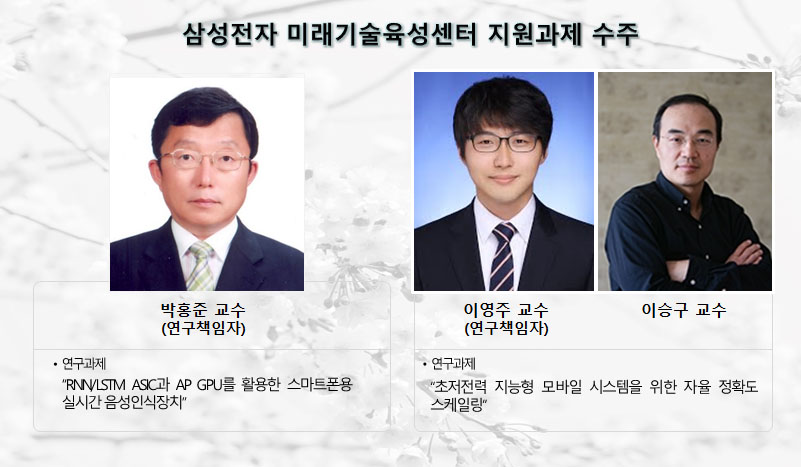 박홍준 교수, 이영주 교수 “삼성전자 미래기술육성센터 지원과제 수주”